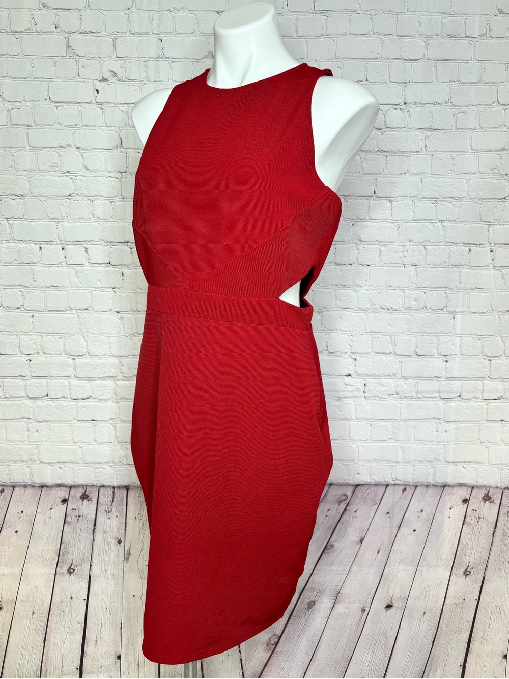 Express Maroon Wine Colored Body Con Dress with Side Cutouts Size L